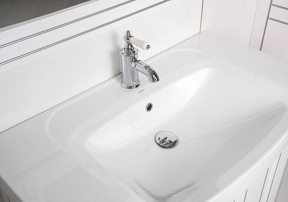 Aquanet Паола 90 тумба с керамическим умывальником напольная цвет белый/серебро