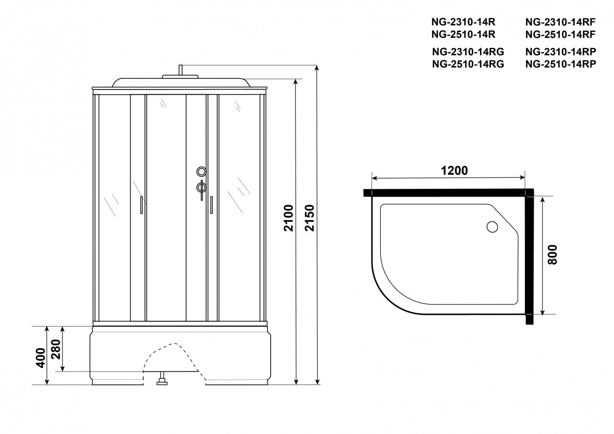 Niagara NG 2510-14RF Душевая кабина 120x80 в полной комплектации - правосторонняя 25101434RF