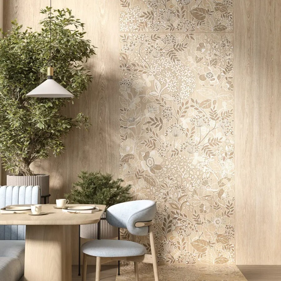 Керамический гранит Kerama Marazzi Прованс Люберон бежевый декорированный матовый обрезной 119,5x238,5x0,9 KM1224G0061R