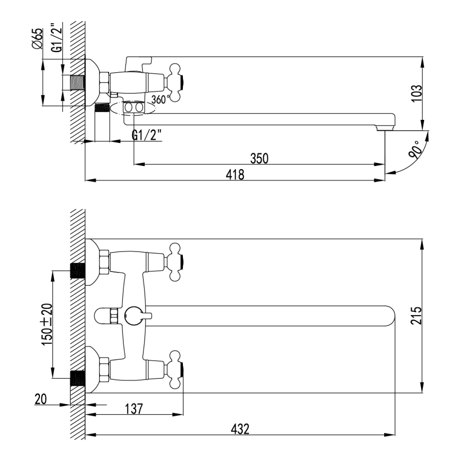 Lemark Standard смеситель для ванны LM2112C