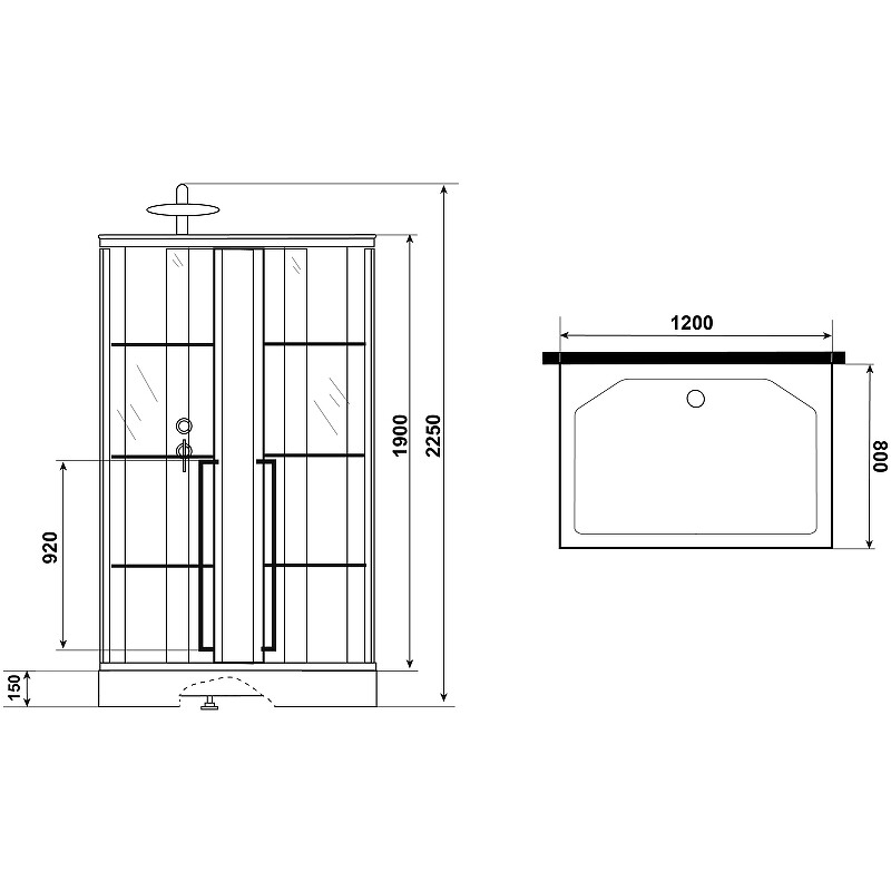 Niagara Standart Душевая кабина 120x80 Левая Тропический душ ST120/80/15QL/KL/BKT
