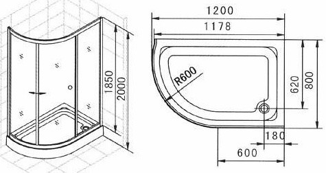 Appollo TS-646 душевое ограждение 120*80*200