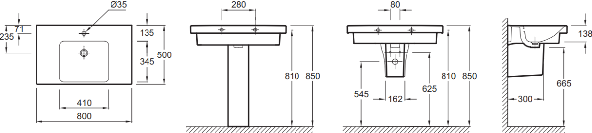 Jacob Delafon Odeon Up E4796-00 раковина подвесная 80 см