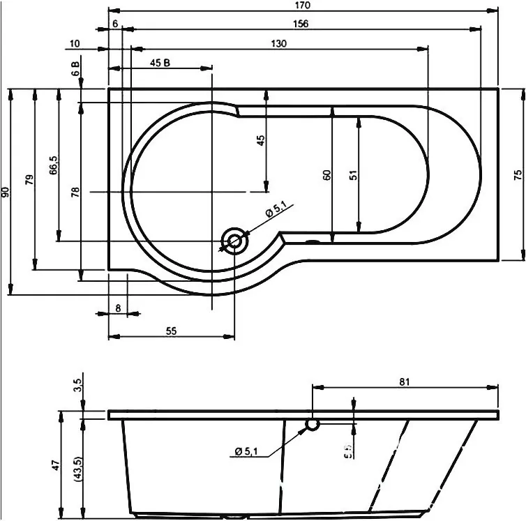 Riho Dorado ванна акриловая 170х75 R BA8000500000000