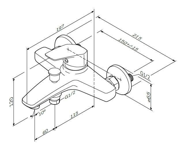 Am.Pm Gem F9010000 смеситель для ванны и душа хром