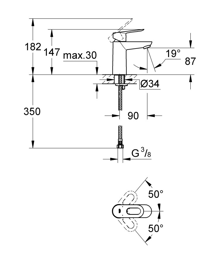 Grohe BauLoop 23337000 смеситель для умывальника 28 мм