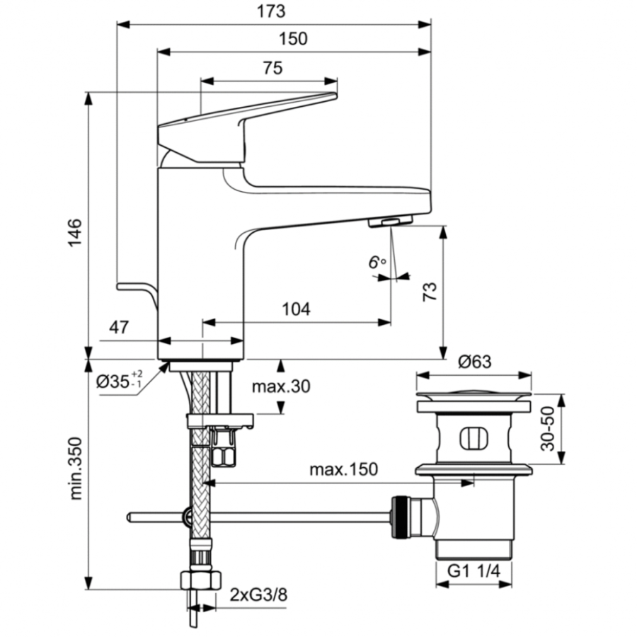 Ideal Standard Ceraplan смеситель для раковины BD274AA