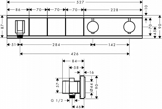 Hansgrohe 15356400S Set HG RainSelect термостатический смеситель для душа (15356400+15311180) белый/хром
