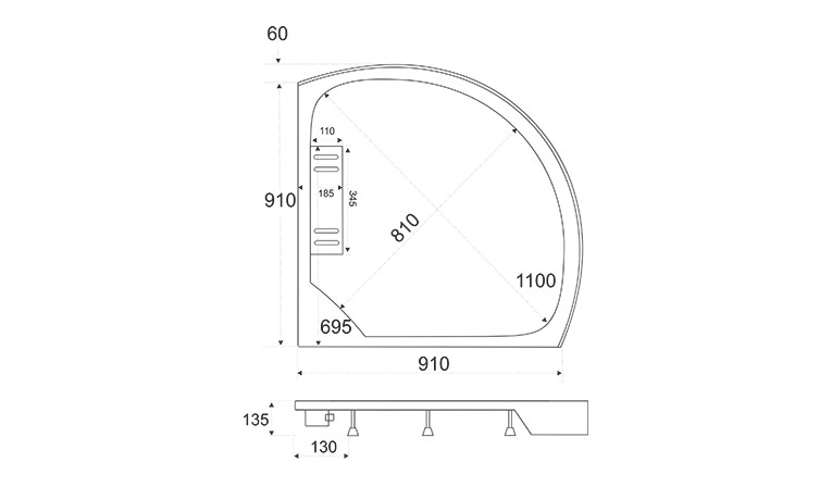 BAS Альба 100*100*13,5 душевой поддон акриловый Па00002