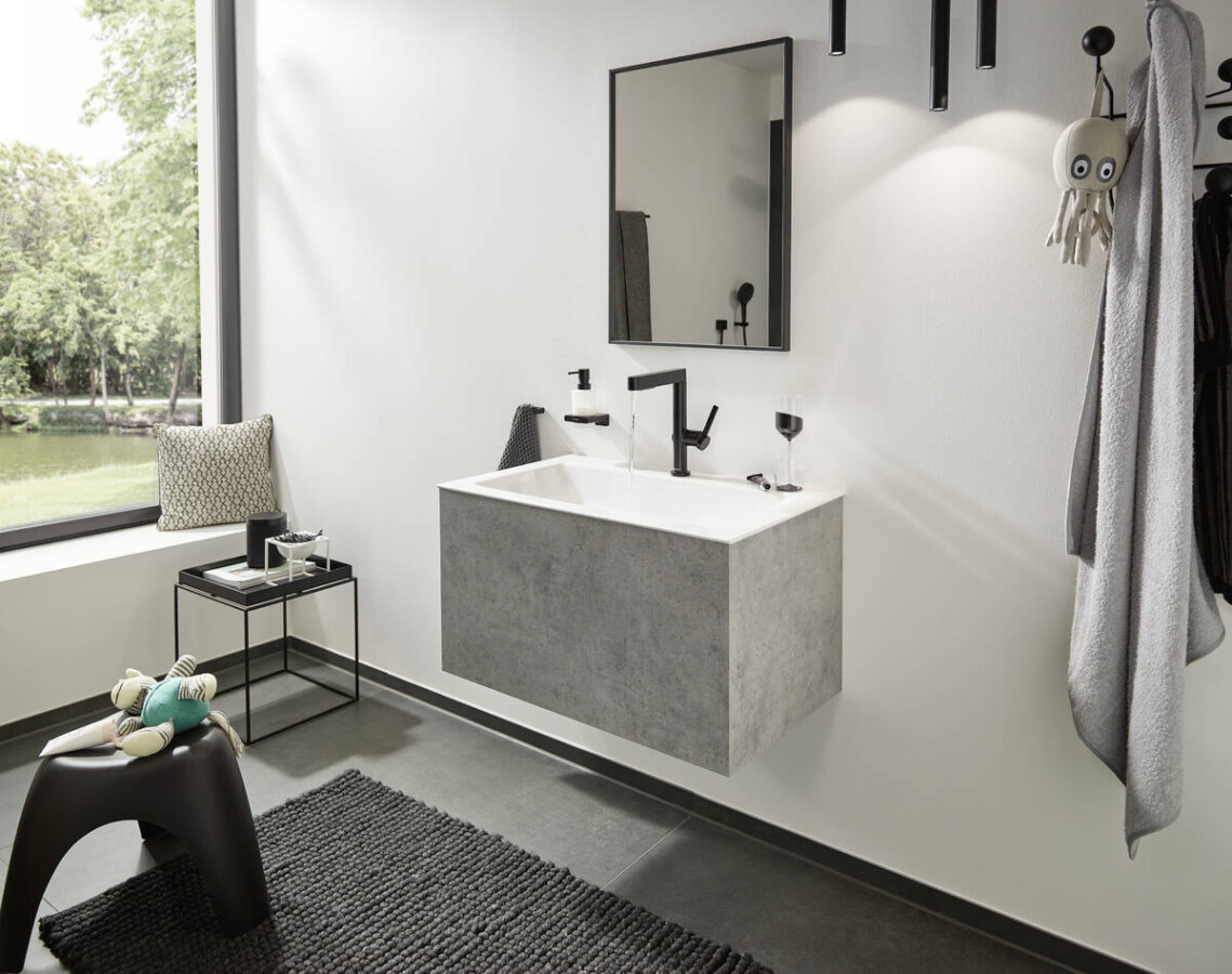 Hansgrohe Finoris Смеситель для раковины 230 с вытяжным душем 2jet с клапаном Push-Open черный матовый 76063670