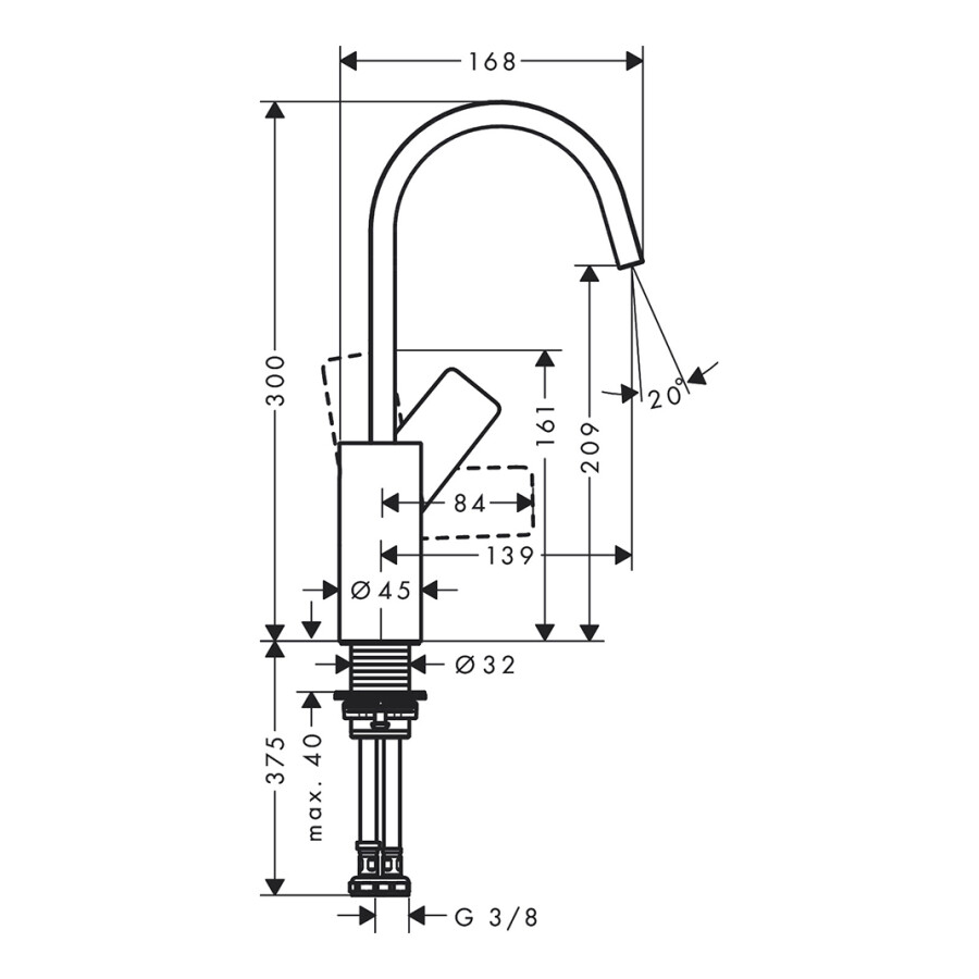 Hansgrohe Vivenis Смеситель для раковины 210 с поворотным изливом белый матовый 75032700