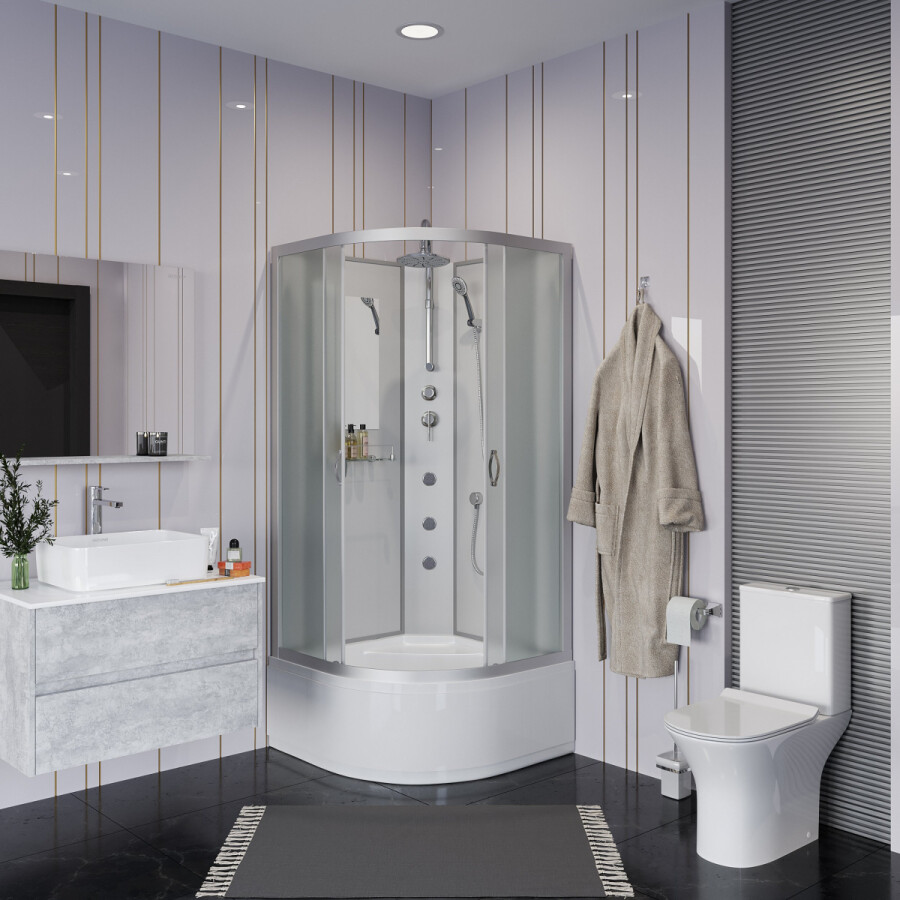 Niagara NG 2307-14BKTG Душевая кабина 80x80 Без крыши с тропическим душем и гидромассажем 23071424BKTG