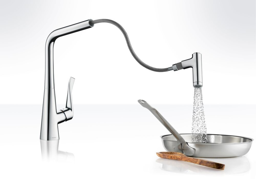 Hansgrohe Metris M71 Кухонный смеситель 320 с вытяжным душем 2jet сталь 14820800