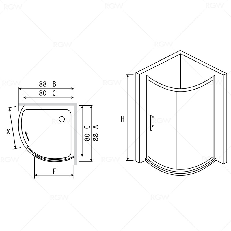 RGW Passage PA-56 06085688-11K душевое ограждение 80*80*214