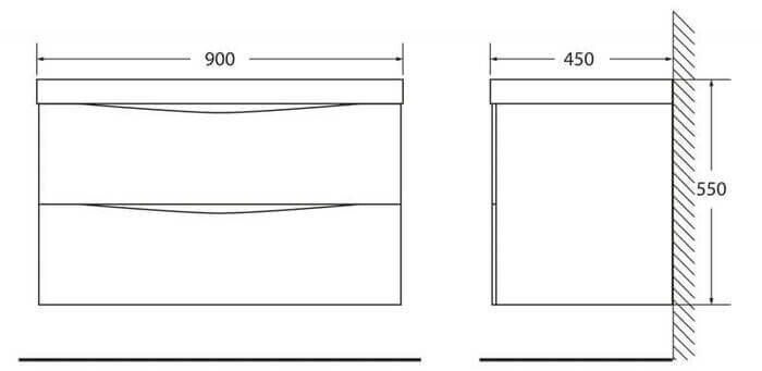 BelBagno тумба под раковину ETNA-H60-900-2C-SO-RN-P 90 см