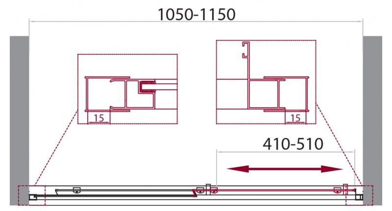 BelBagno Unique душевая дверь 100/115х190 см, рифленая, хром UNIQUE-BF-1-100/115-P-Cr