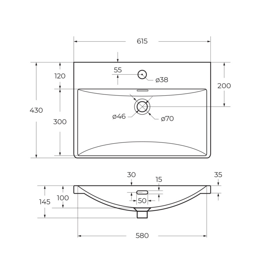 Подвесная тумба с раковиной Belbagno DUE 60 см Rovere Nature DUE-600-2C-SO-RN-P BB-8076-3-60