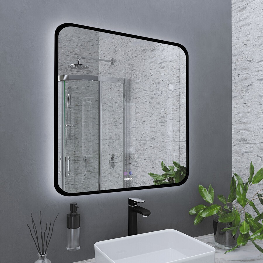 Зеркало Grossman ELEGANS-норма BLACK (800*800*45) LED с сенсорным выключателем и подогревом 1780802