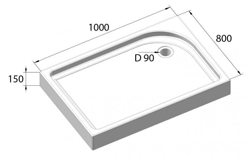 BelBagno Tray душевой поддон 100х80 правый TRAY-BB-AH-100/80-15-W-R