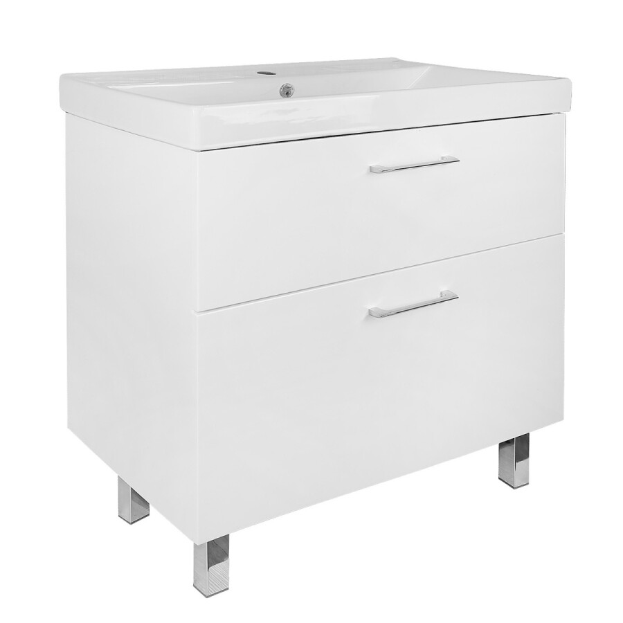 Комплект Тумба Azario Ника 80 Н 815х470х860 напольная, с раковиной Tempo 80, белый глянцевый CS00091370