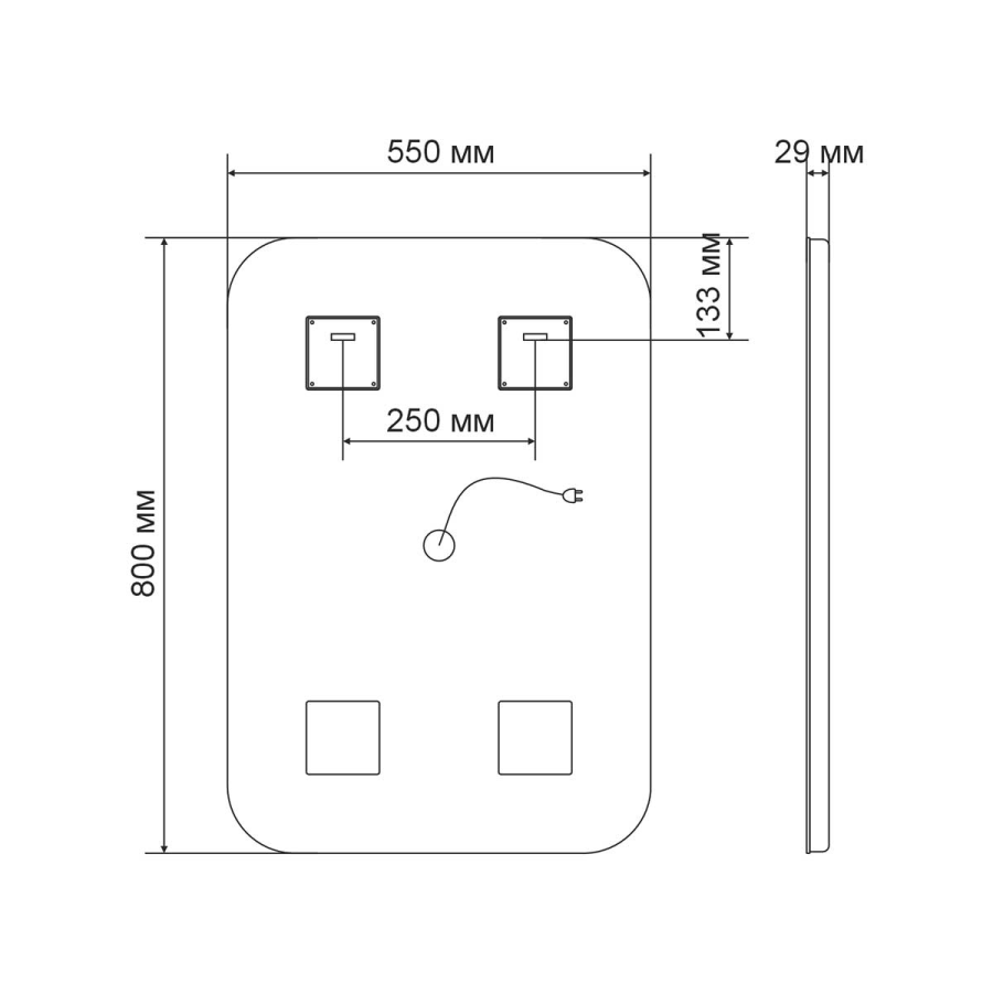 Vincea зеркало 55×80 c сенсорным выкл., диммером VLM-2D550