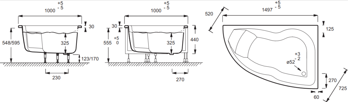 Jacob Delafon Micromega Duo 170*105 ванна акриловая угловая R E60220RU-00