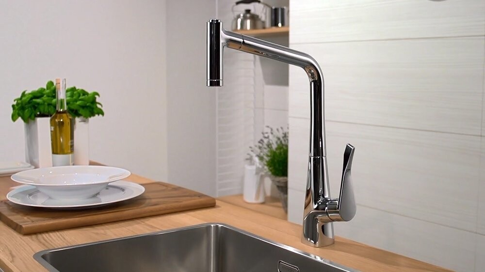 Hansgrohe Metris M71 Кухонный смеситель 320 с вытяжным душем 2jet сталь 14820800