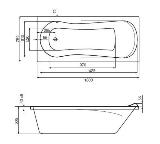 Jika Floreana XL 160*75 ванна акриловая прямоугольная
