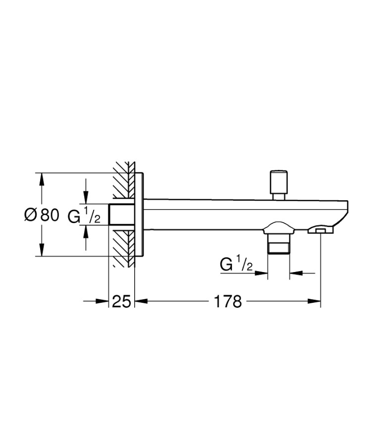 Душевая система GROHE BauEdge со смесителем для ванны, хром 1000190