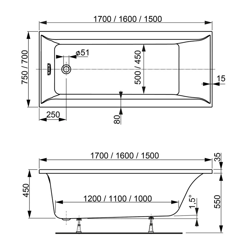 Ванна акриловая Vagnerplast Veronela прямоугольная 160x70 белая VPBA167VEA2X-04