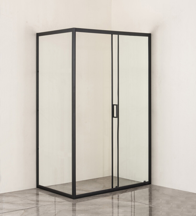 EG2B Душевое ограждение прямоугольное EvaGold 120х80, профиль черный матовый, прозрачное стекло EG220025