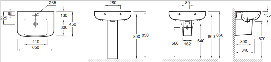 Jacob Delafon Odeon Up E4743-00 раковина подвесная 65 см