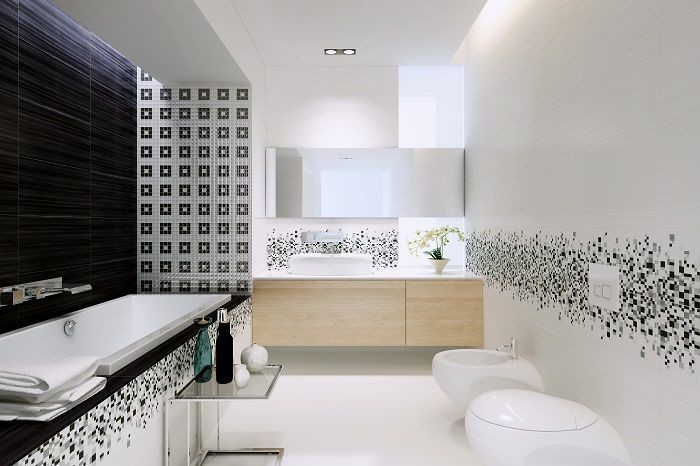 Global Tile Sindy 20x44 см декор настенный бело-черный 441