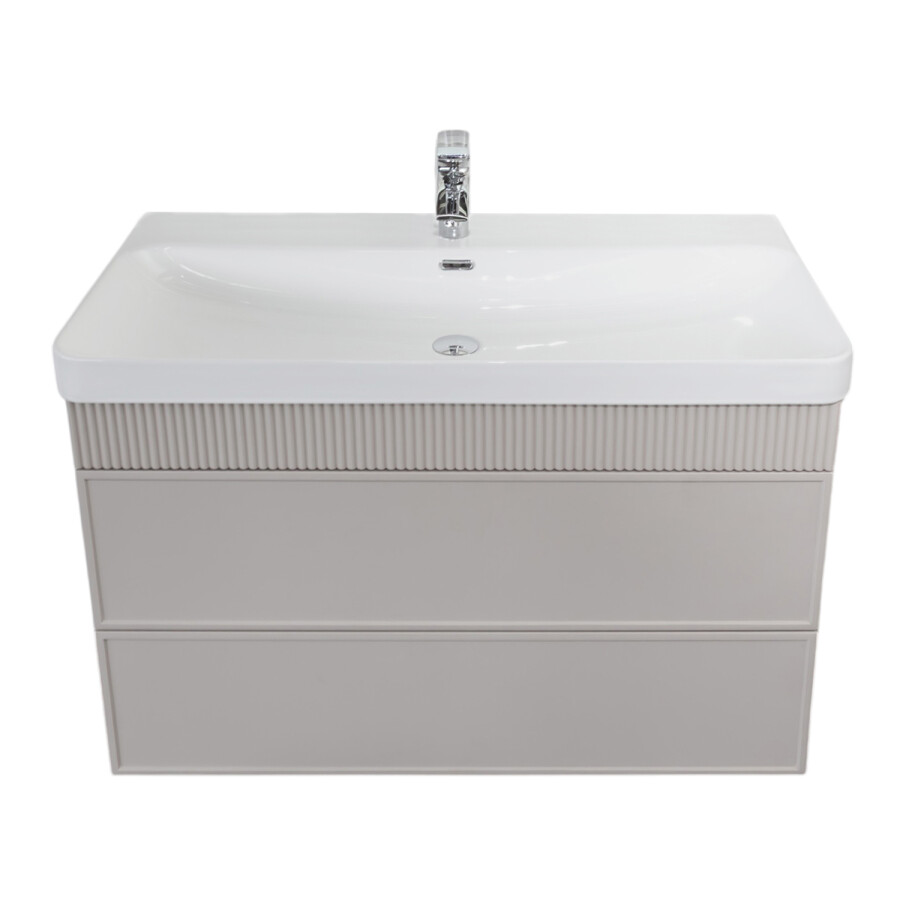 Тумба-умывальник Comforty Мадрид 100М2(Н) серый шёлк с раковиной CF19595BX-100 00-00021783