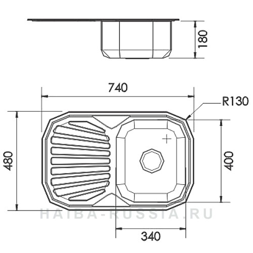 Haiba HB 4874 Мойка для кухни глянец 74х48 см