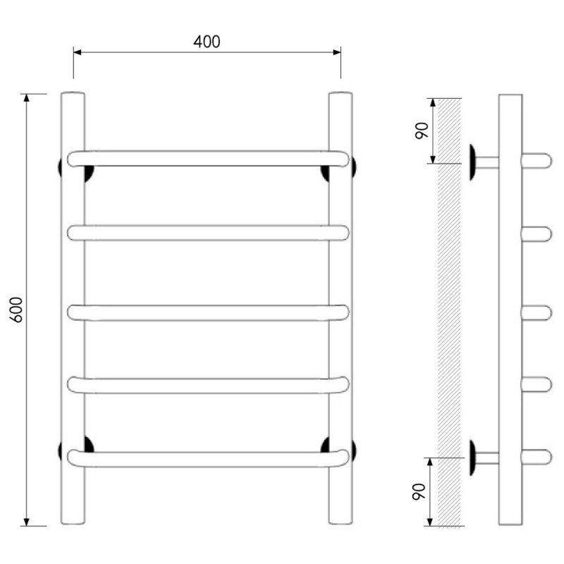 Laris Виктория П5 полотенцесушитель водяной хром 40х60 73208008