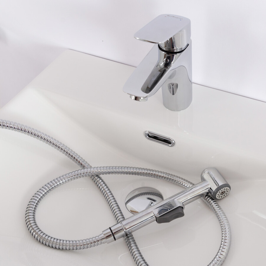 Смеситель для раковины BelBagno DUE-LVM/HGN-CRM-W0 с гигиеническим душем, без донного клапана