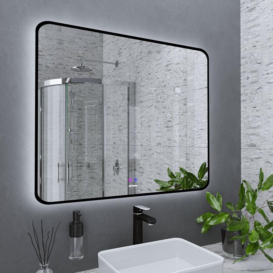 Зеркало Grossman ELEGANS-норма BLACK (900*800*45) LED с сенсорным выключателем и подогревом 1790802