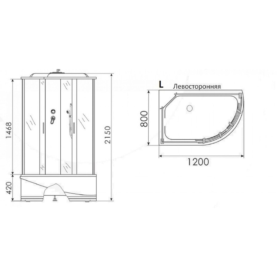 Erlit ER 3512TPL-C3-RUS Душевой бокс 120*80*215 L