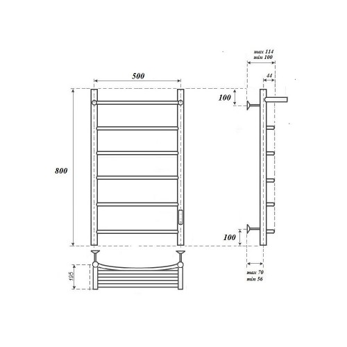 Point Афина полотенцесушитель электрический с полкой 50х80 PN04858P