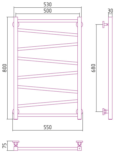 Сунержа Сирокко полотенцесушитель водяной 800*500