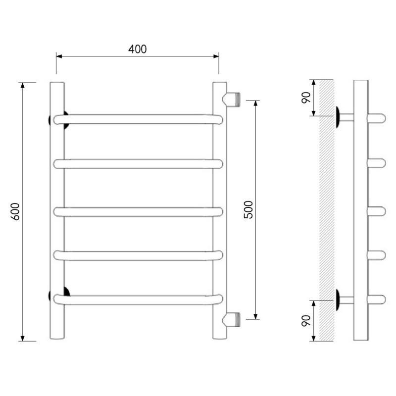 Laris Виктория П5 полотенцесушитель водяной хром 40х60 73208010