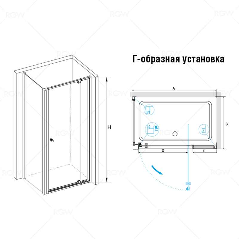 RGW PA-32 (PA-02 + Z-050-1) душевой уголок 90х90 см 41083299-011