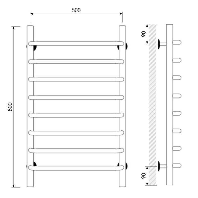 Laris Стандарт П8 полотенцесушитель 50х80 73208015БМ
