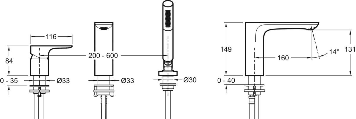Jacob Delafon Aleo E72292-CP смеситель на борт ванны хром