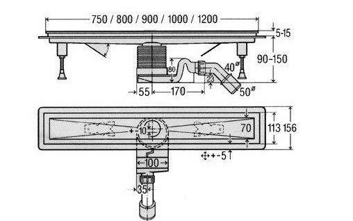 Viega Visign 619060 Душевой лоток 800 мм