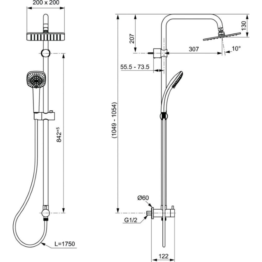 Ideal Standard IdealRain душевая система со смесителем A5834AA