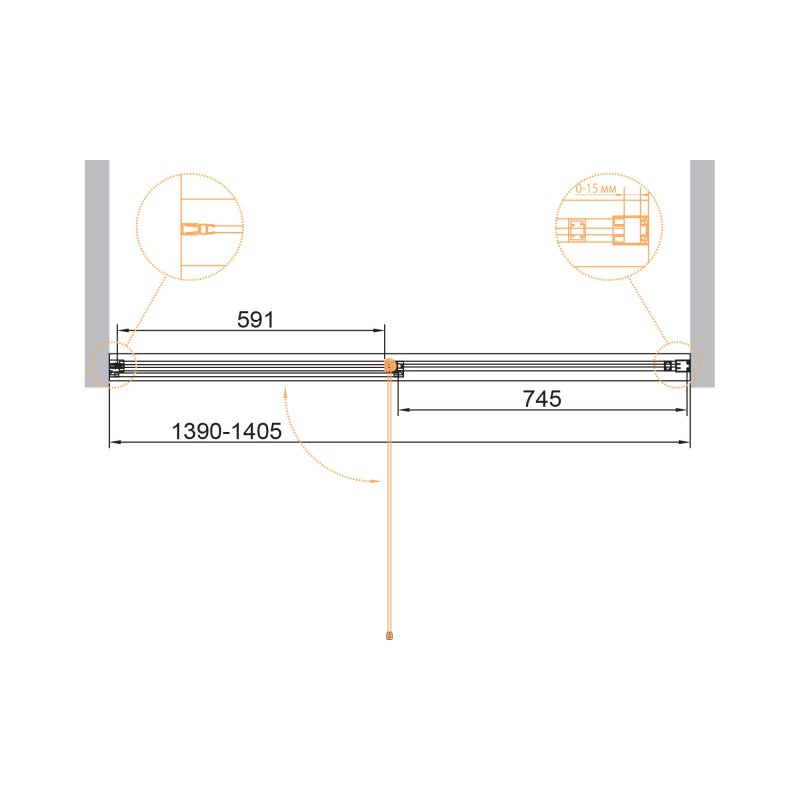 Cezares Urban душевая дверь 140 см URBAN-B-12-140-C-CR