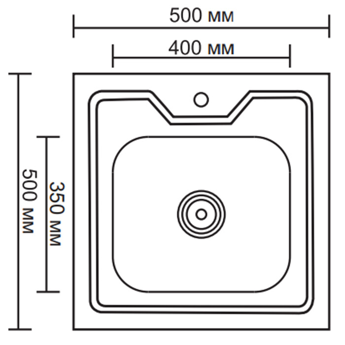 Мойка из нержавеющей стали накладная 50x50 см Ledeme L75050