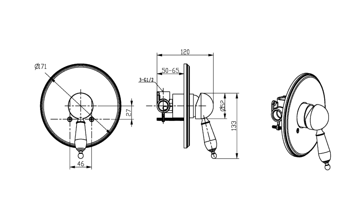 Смеситель для душа встраиваемый Boheme Tradizionale Cromo Хром 265